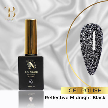Reflective midnight black Gel polish by Tanaka Nails