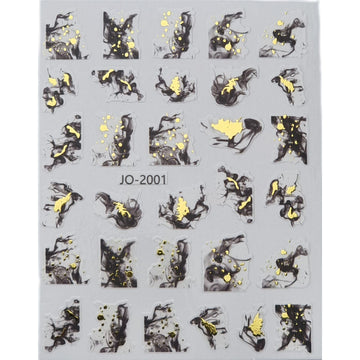 Nail Art Stickers - Black & Gold Patten - Jo2001