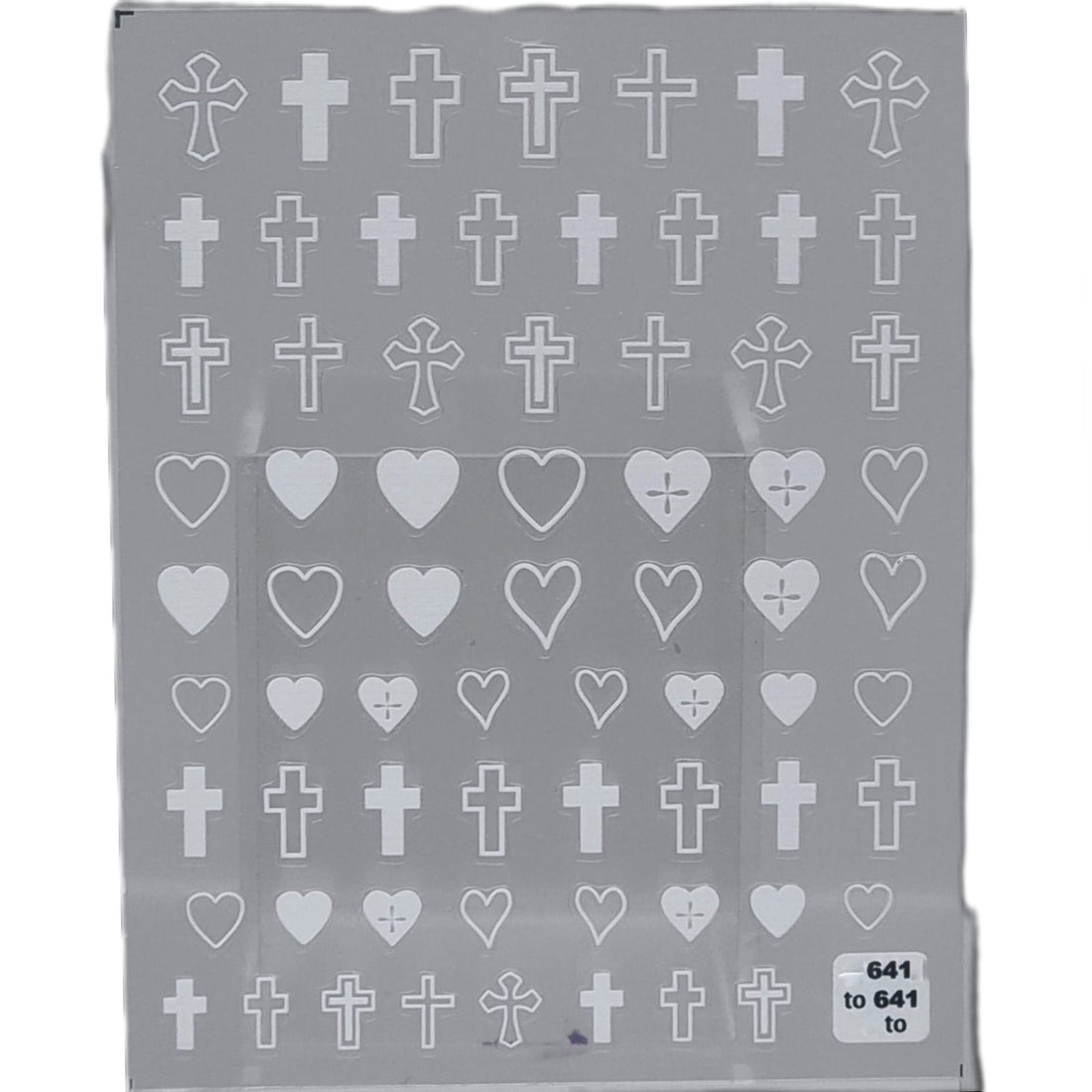 Nail Art Stickers - Crosses and Hearts - To641