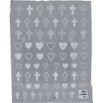 Nail Art Stickers - Crosses and Hearts - To641
