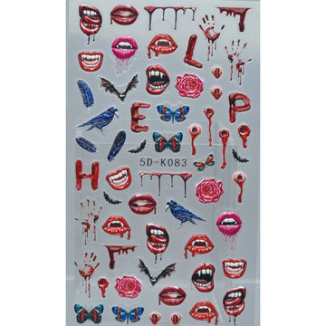 Nail Art Stickers - Lips - 5D-k083