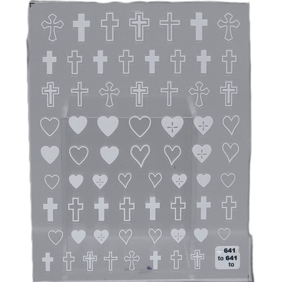 Nail Art Stickers - Crosses and Hearts - To641